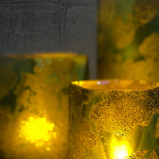 GLASS VOTIVE (MOSSY TEXTURE)- GREEN