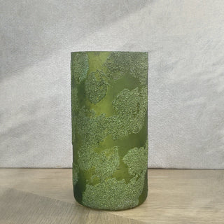 GLASS VOTIVE (MOSSY TEXTURE)- GREEN