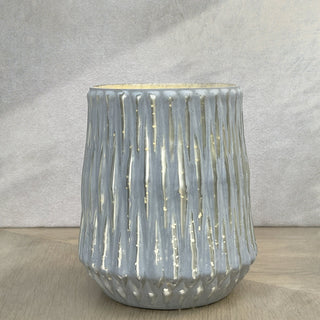 GLASS VOTIVE (HONEYCOMB TEXTURE)- GREY