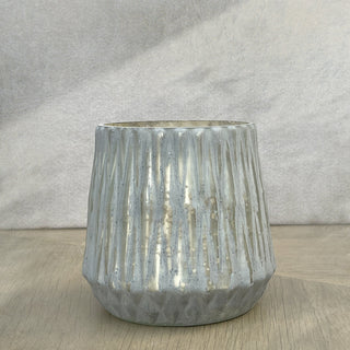 GLASS VOTIVE (HONEYCOMB TEXTURE)- GREY