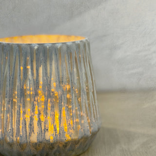 GLASS VOTIVE (HONEYCOMB TEXTURE)- GREY