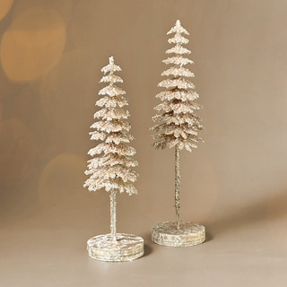 Glittering Champagne Mini Tree (Set Of 2)