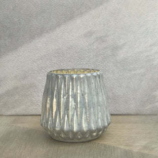 GLASS VOTIVE (HONEYCOMB TEXTURE)- GREY