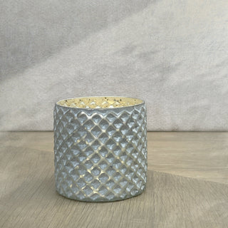 GLASS VOTIVE (HONEYCOMB TEXTURE)- GREY