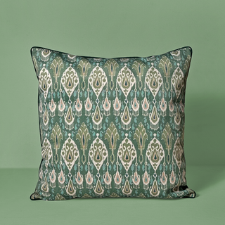 Teal Ethnic Ikat Pattern Cushion