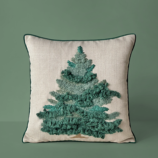 Textured Green Christmas Tree Cushion