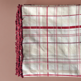 Red Fringe Plaid Table Cloth