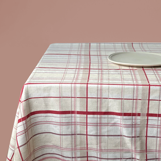 Red Fringe Plaid Table Cloth