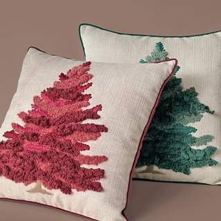 Textured Pink Christmas Tree Cushion