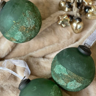 Smoked Green Glass Ornaments