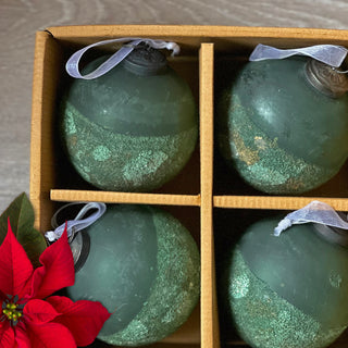 Smoked Green Glass Ornaments